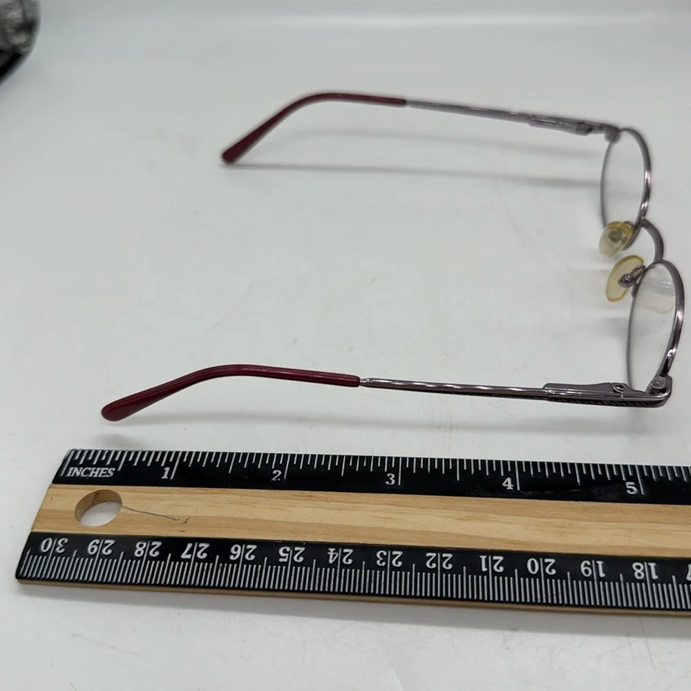 Kids Silver Metal Eyeglasses Frame Spring Arms Pink Endpieces